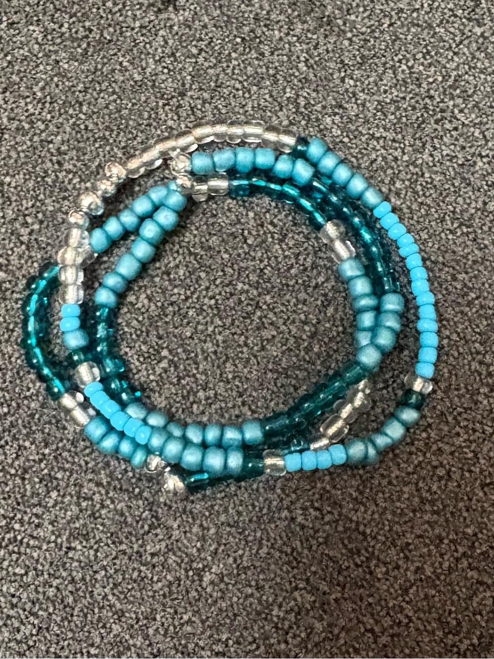 Ladies Beaded Turquoise and Silver Stack Bracelet - Women Jewelry
